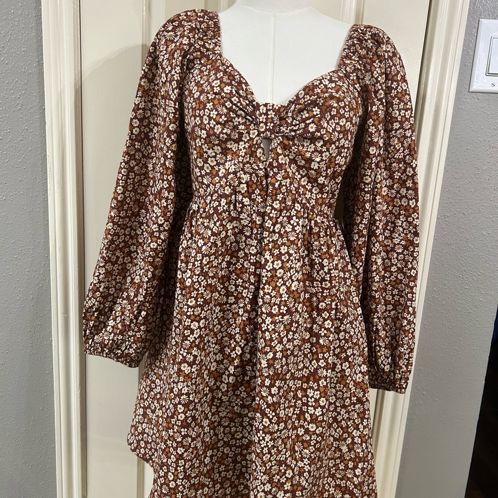 Anniewear Floral Boho Bell Sleeve 90% Cotton Dress Size S